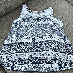 Kiddo Girls Navy Cream open Back Swing Boho Top Size 12